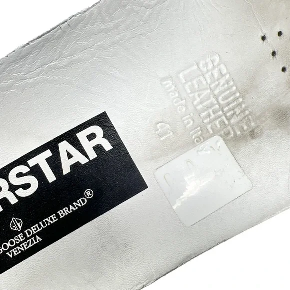 Golden Goose Black Leather Low Top Lace-up Super-Star Sneakers M Size 41 - Picture 5 of 10